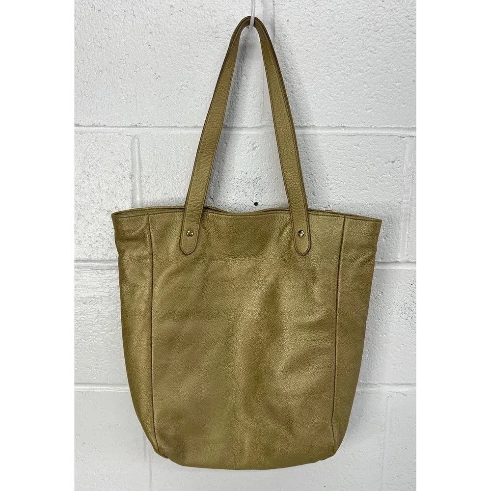Lauren Ralph Lauren Metallic Gold Magnetic Closure Leather Tote Shoulder Bag‎